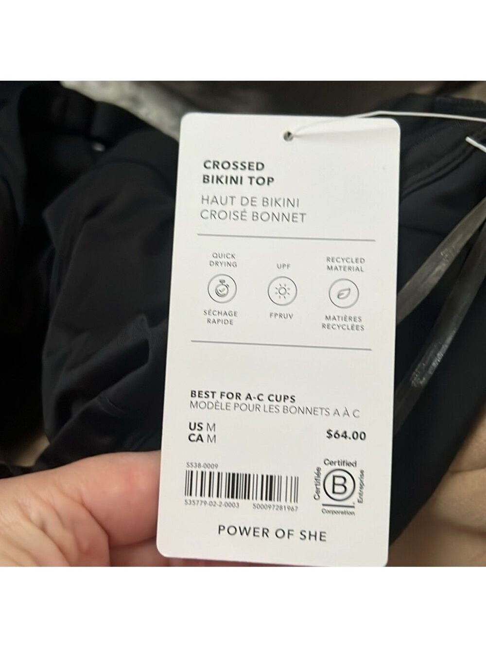 Athleta Crossed Bikini Top in Black NWT A-C - Picture 5 of 8
